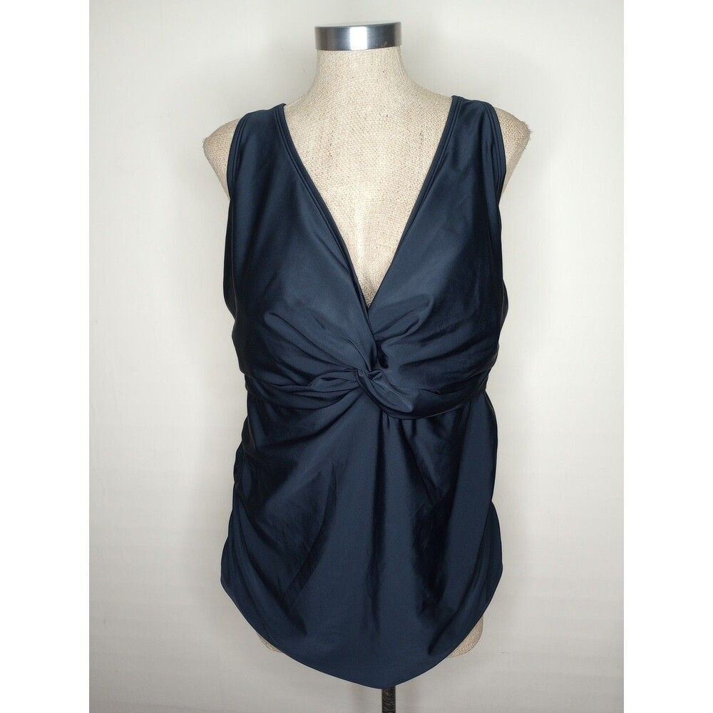 Old Navy Tankini Top Womens 4X Swimsuit Black Stretch Underwire Adjustable NEW